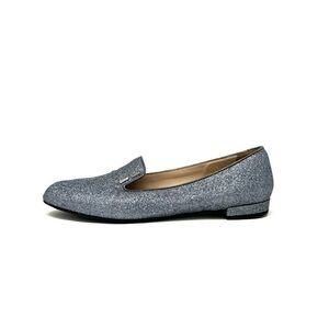 Miu Miu Ballet Flats Metallic Silver Glitter Slippers Ballerina 37 EU / 7 US